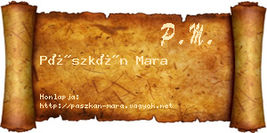 Pászkán Mara névjegykártya